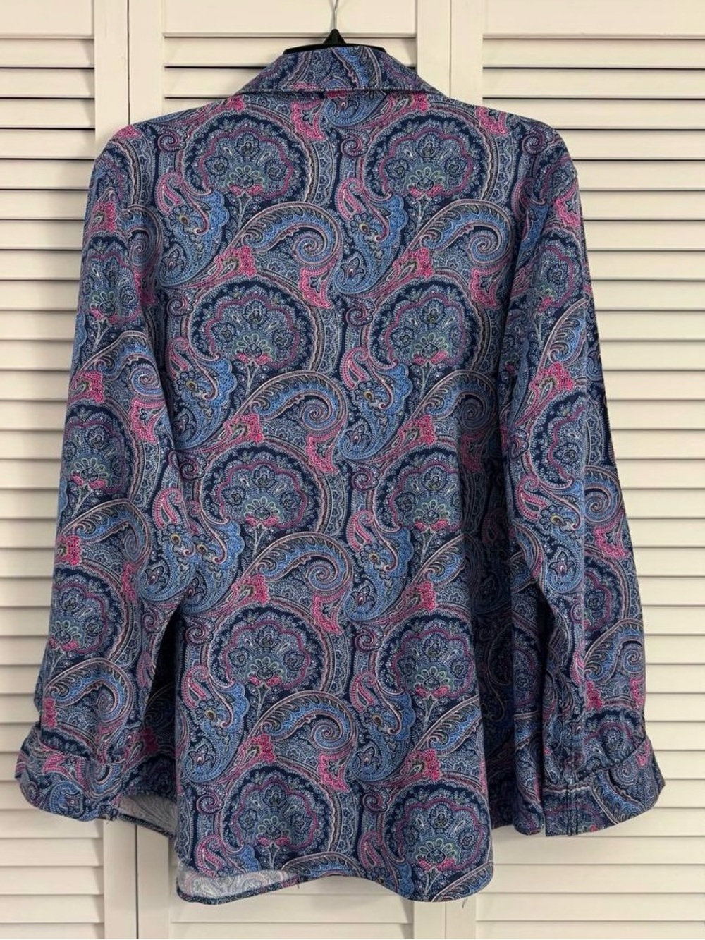 Ralph Lauren Pajamas 2-Piece Set Womens SZ XL Paisley Navy Pink EUC - Picture 4 of 13